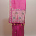 Rani Pink Silk Embroidered Saree with Heavy Zari Border Tassel Pallu 