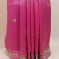 Rani Pink Silk Embroidered Saree with Heavy Zari Border Tassel Pallu