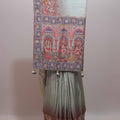 Grey Silk Saree with Traditional Rajasthani Print Heavy Designer Pallu 