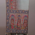Grey Silk Saree with Traditional Rajasthani Print Heavy Designer Pallu