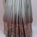 Grey Silk Saree with Traditional Rajasthani Print Heavy Designer Pallu