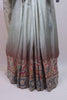 Grey Silk Saree with Traditional Rajasthani Print Heavy Designer Pallu