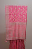 Pink Banarasi Silk Saree with Silver Zari Floral Weaving Heavy Border