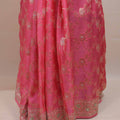 Pink Banarasi Silk Saree with Silver Zari Floral Weaving Heavy Border