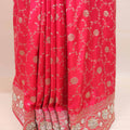 Rani Pink Banarasi Silk Saree Heavy Silver Zari Rich Traditional Border