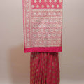 Rani Pink Banarasi Silk Saree with Heavy Gold Zari Jaal Work Rich Pallu