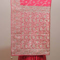 Pink Banarasi Silk Saree Heavy Zari Border Traditional Floral Design