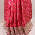 Pink Banarasi Silk Saree Heavy Zari Border Traditional Floral Design