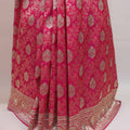 Rani Pink Banarasi Silk Saree Heavy Gold Zari Floral Border Rich Pallu