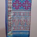 Blue Patola Print Silk Saree Multicolor Ikat Design Embroidered Border