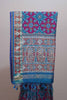 Blue Patola Print Silk Saree Multicolor Ikat Design Embroidered Border