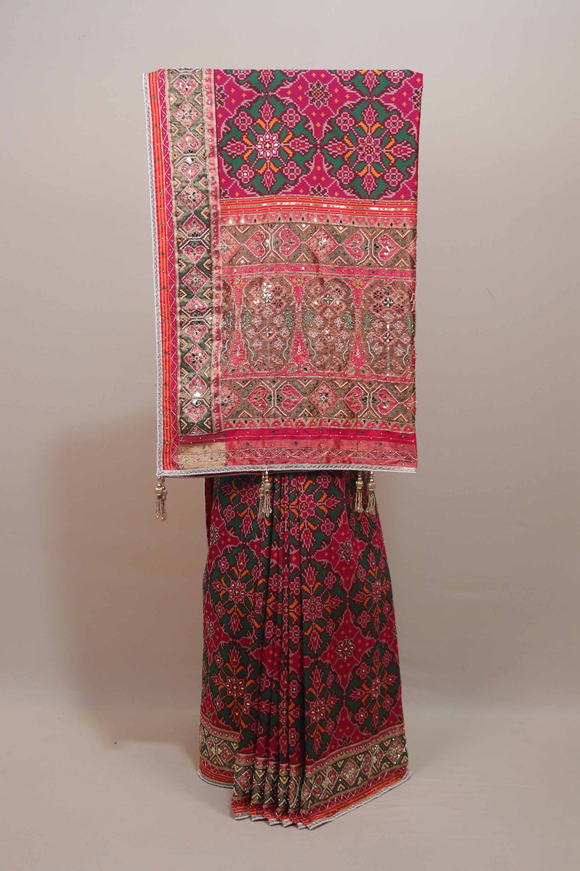 Red Green Patola Print Saree Traditional Motifs Designer Saree 