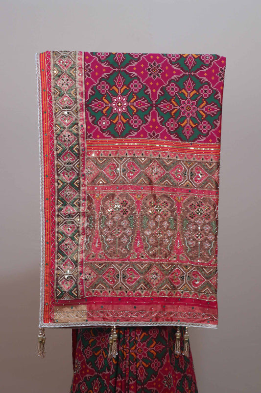 Red Green Patola Print Saree Traditional Motifs Designer Saree