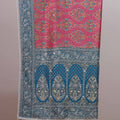 Pink Teal Patola Print Saree with Designer Border Traditional Saree