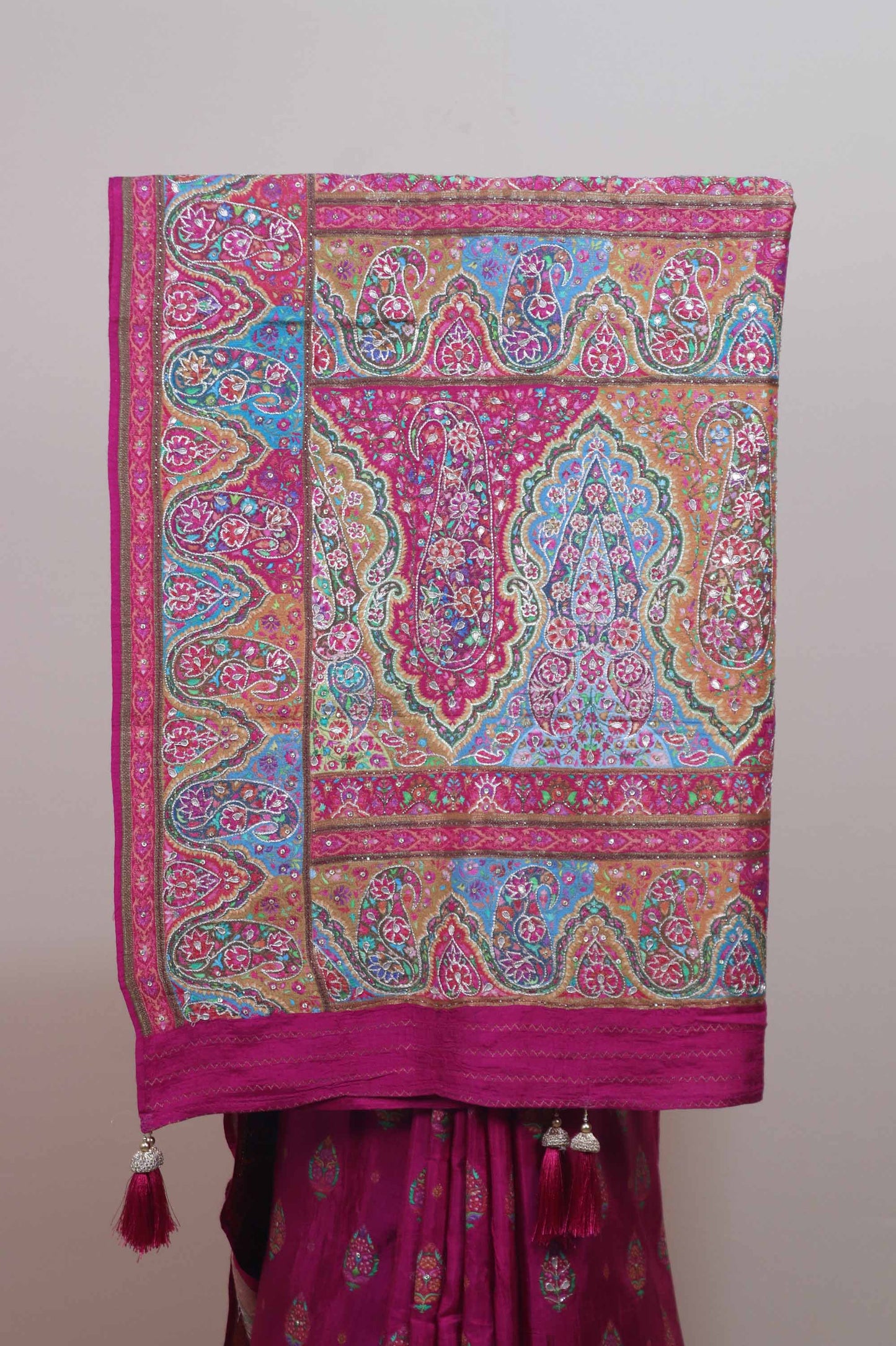 Magenta Printed Silk Saree with Traditional Paisley Design Rich Pallu