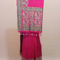 Pink Traditional Printed Silk Saree with Ethnic Motifs Designer Pallu