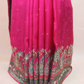 Pink Traditional Printed Silk Saree with Ethnic Motifs Designer Pallu