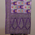 Purple Banarasi Style Silk Saree with Silver Zari Border