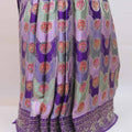 Purple Banarasi Style Silk Saree with Silver Zari Border