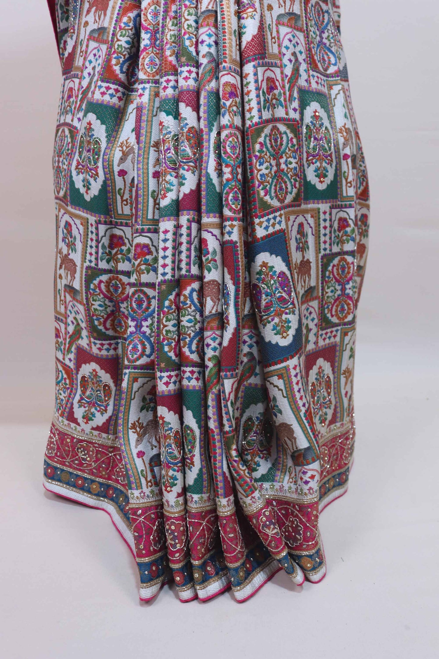 Red Printed Ethnic Saree with Traditional Motif Design Designer Border