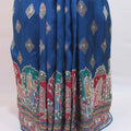Royal Blue Designer Printed Saree Traditional Ethnic Pallu Tassel Border