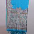 Sky Blue Parsi Gara Embroidered Saree Peacock Elephant Motif Border