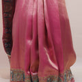 Rani Pink Designer Parsi Gara Embroidered Saree Paisley Floral Border