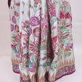 Ivory White Designer Parsi Gara Embroidered Saree Floral Motifs