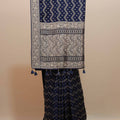 Navy Blue Banarasi Silk Saree Silver Zari Weaving Zigzag Buta Rich Border