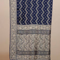 Navy Blue Banarasi Silk Saree Silver Zari Weaving Zigzag Buta Rich Border