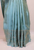 Sky Blue Banarasi Silk Saree Silver Zari Embroidery Floral Motifs