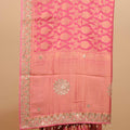 Rani Pink Banarasi Silk Saree with Gold Zari Weaving Floral Motifs