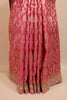 Rani Pink Banarasi Silk Saree with Gold Zari Weaving Floral Motifs