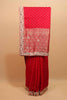 Red Embroidered Banarasi Silk Saree Zari Border Traditional Wear