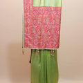 Green Designer Saree Pink Heavy Embroidered Border Traditional Saree 