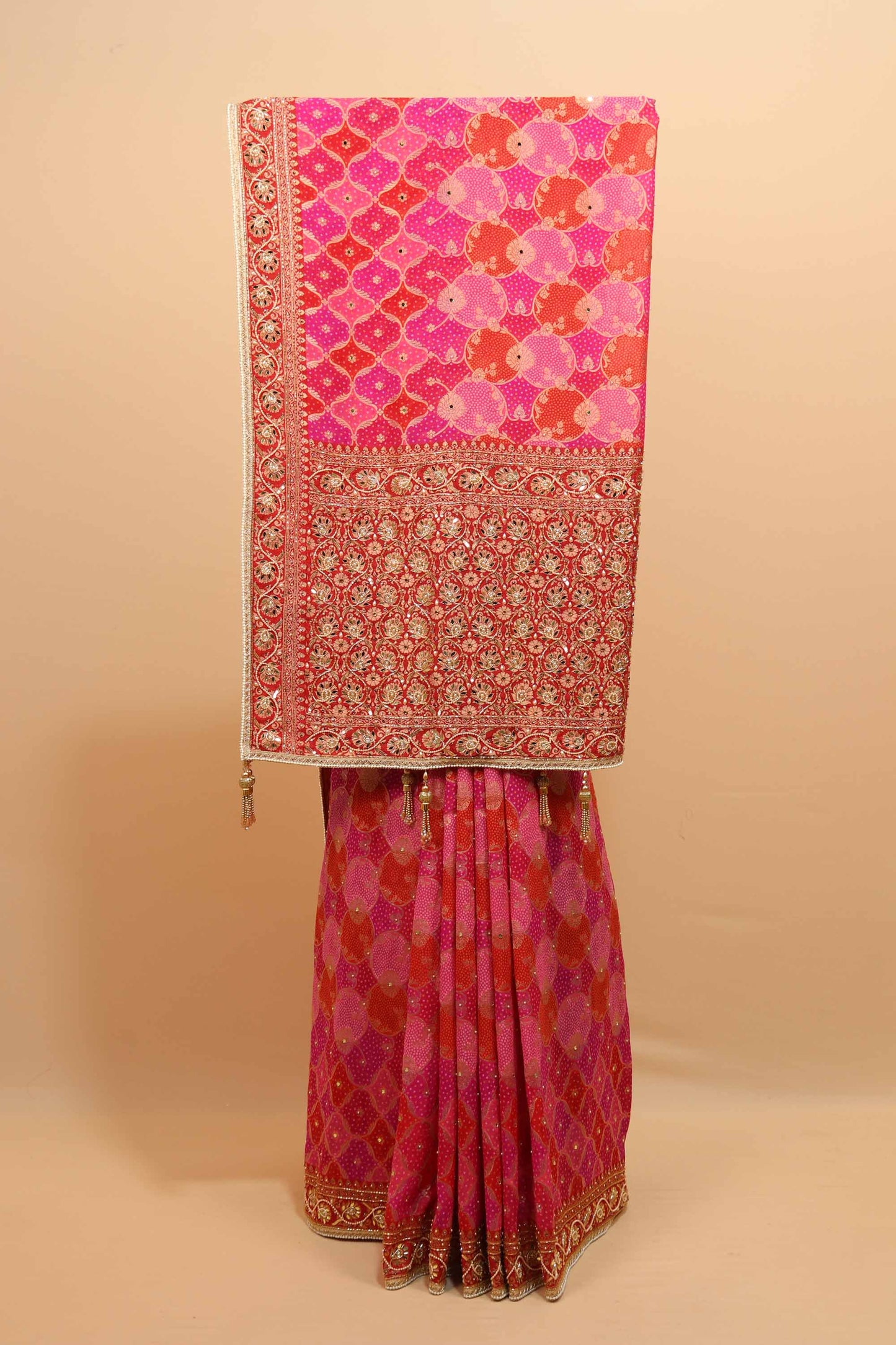 Pink Designer Silk Saree Heavy Embroidered Zari Border