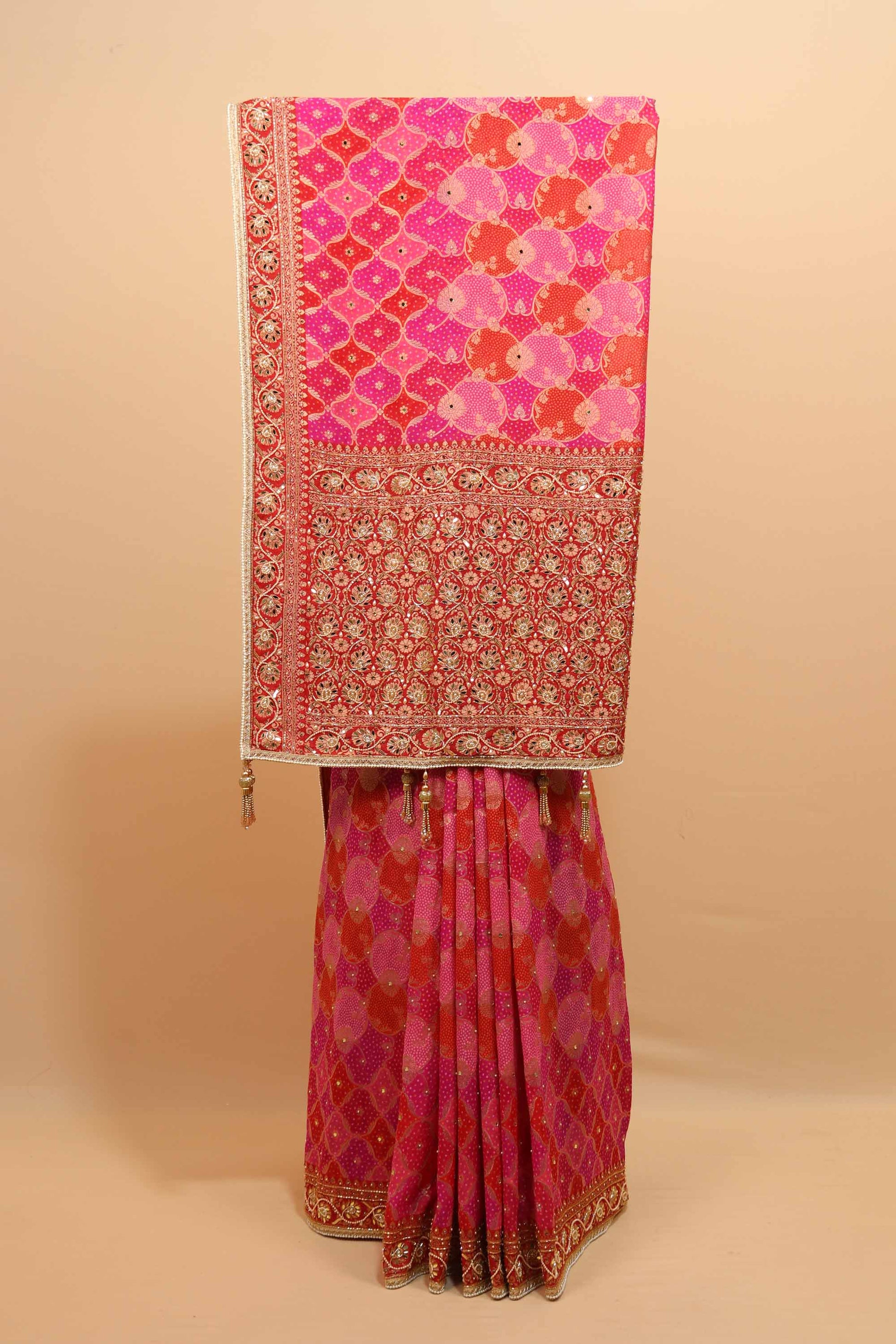 Pink Designer Silk Saree Heavy Embroidered Zari Border