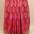 Pink Designer Silk Saree Heavy Embroidered Zari Border