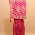 Pink Banarasi Silk Saree Gold Zari Floral Weaving Traditional Saree