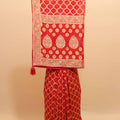 Red Banarasi Silk Saree Gold Zari Floral Weaving Traditional Saree