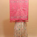 Cream Pink Banarasi Silk Saree Zari Geometric Weaving Traditional Saree