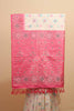 Cream Pink Banarasi Silk Saree Zari Geometric Weaving Traditional Saree