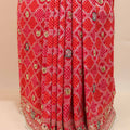Red Bandhani Printed Saree Traditional Motifs Embroidered Border