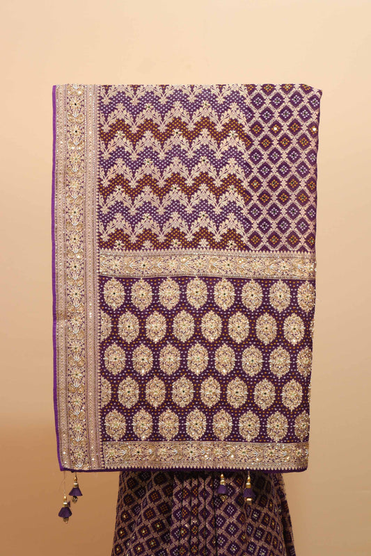 Purple Designer Saree with Zari Embroidery Traditional Motifs Saree