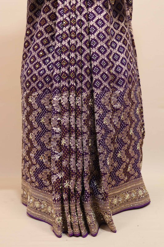 Purple Designer Saree with Zari Embroidery Traditional Motifs Saree
