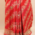 Red Designer Saree Floral Zari Work Border Wedding Saree