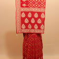 Red Bandhani Designer Saree with Zari Motifs Embroidered Border