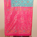 Teal Blue Pink Traditional Silk Saree Woven Border Designer Pallu