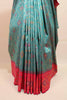 Teal Blue Pink Traditional Silk Saree Woven Border Designer Pallu