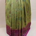 Olive Green Magenta Traditional Silk Saree Woven Border Rich Designer Pallu